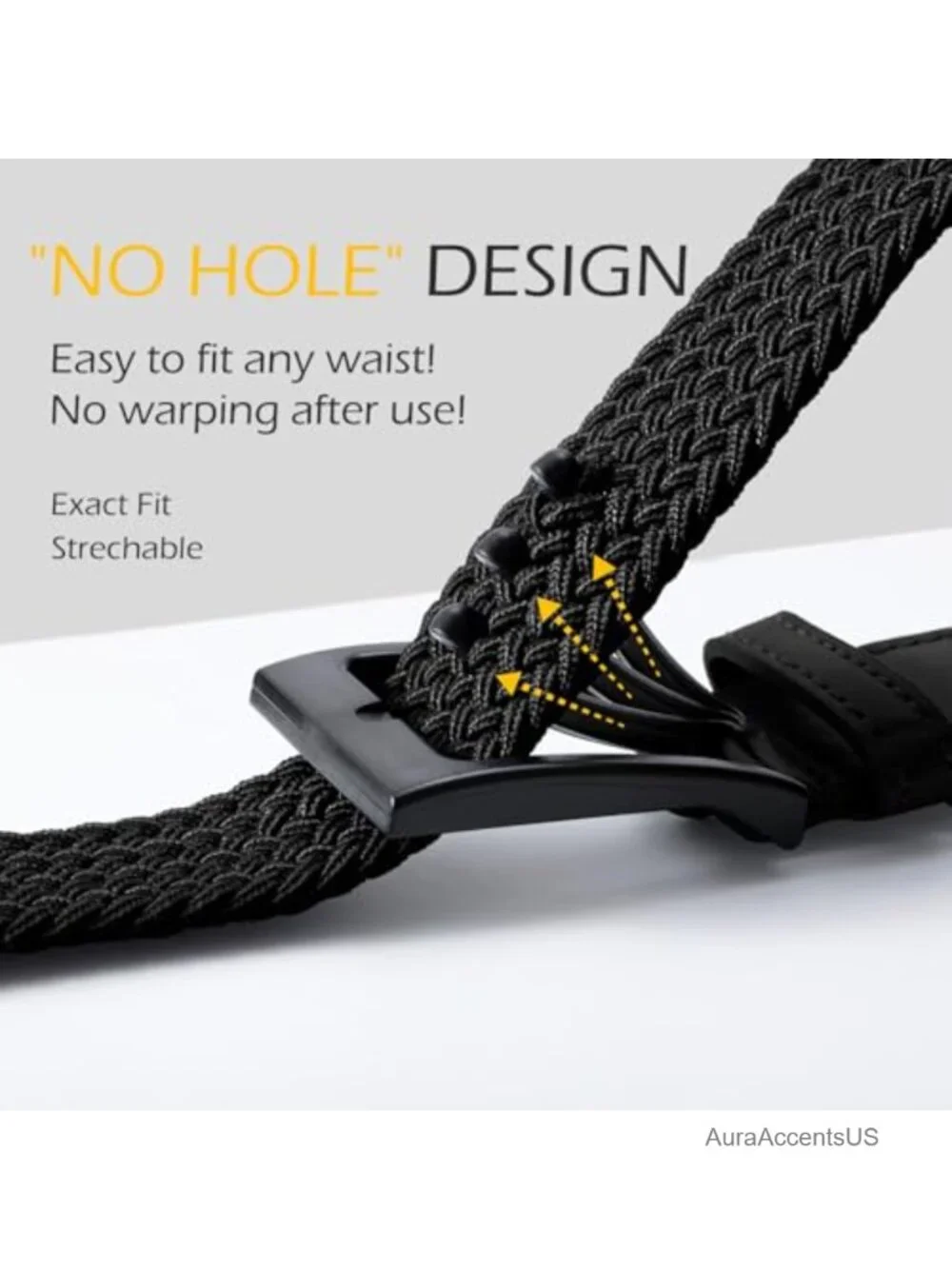 TSA Approved Stretch Braided Belt, Hypoallergenic No Metal Men's Belt